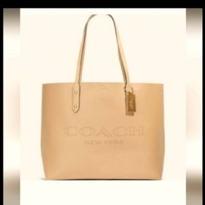 Coach Town Tote With Coach Print Taupe Poppy 91168